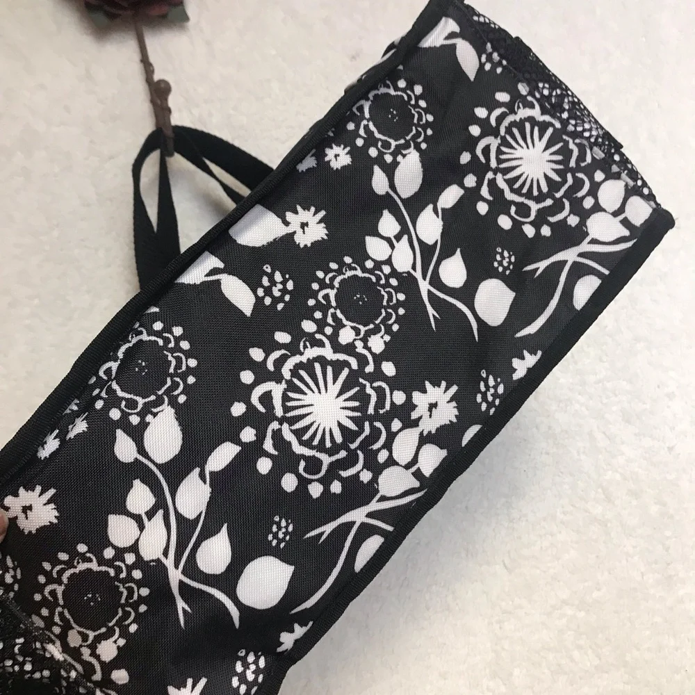 thirty-one Black and White Floral Tote with Dual Straps